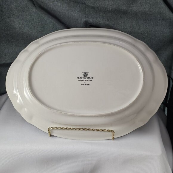 Pfaltzgraff Red Ribbon Oval Serving Platter 14" USA holiday Christmas dish serve - Picture 6 of 8